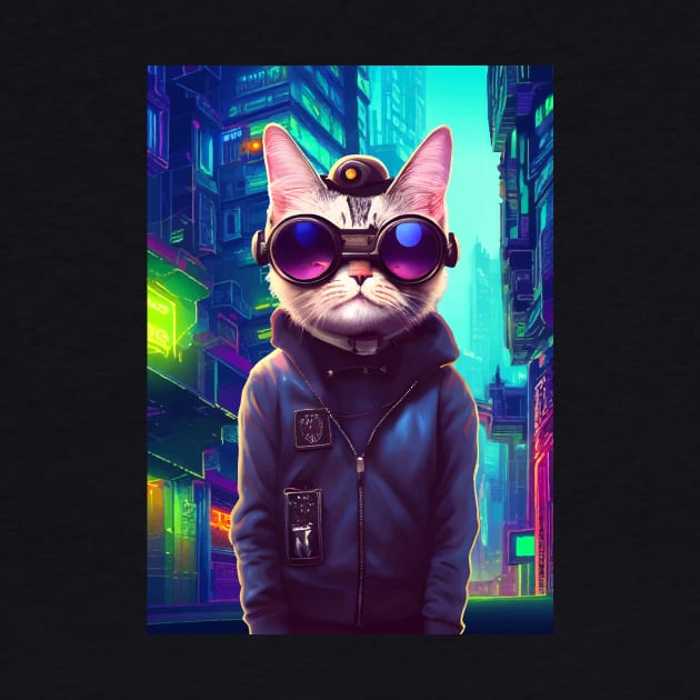 Techno Cat In Japan Neon City by star trek fanart and more
